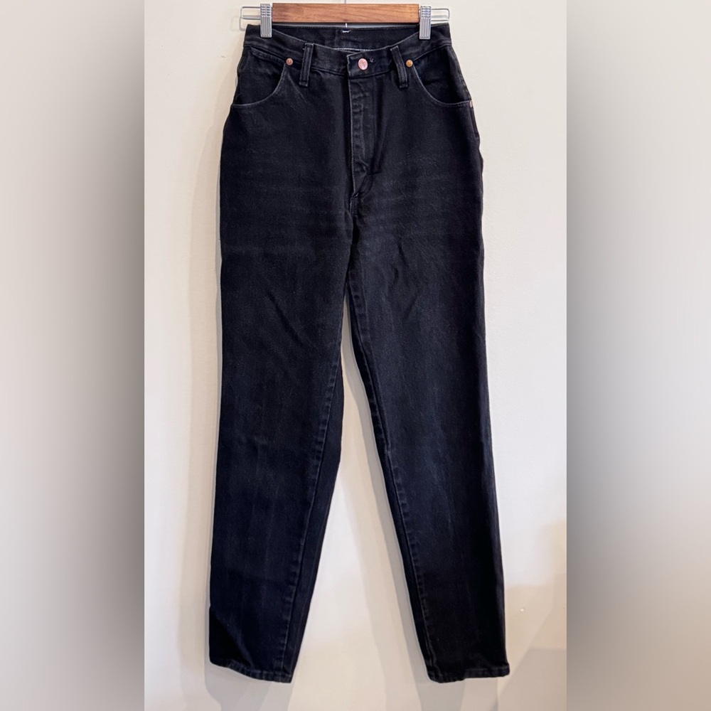 Wrangler Straight Leg Jeans in Washed Black - Picture 2 of 13